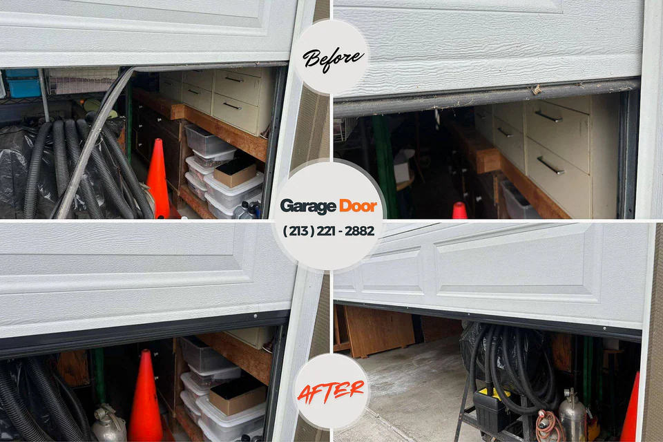 Before and after: garage door spring repair Astor, FL